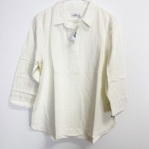 Vineyard Vines Tunic Womens XL White Cap Ivory Lucaya 3/4 Sleeve Top